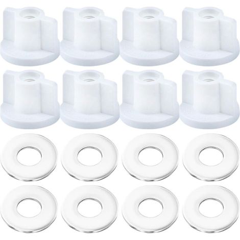 8PCS Ecrous Arrière pour Siège, Ecrous à Vis pour Abattant de 6 mm en Plastique Fixation Inférieure de Remplacement Accessoires Siège Toilette Robustes un Montage et Une Fixation Faciles(M6 filetage) (1/5)
