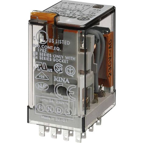 Finder 55.34.8.230.0050 Relè ad innesto 230 V/AC 7 A 4 scambi 1 pz.