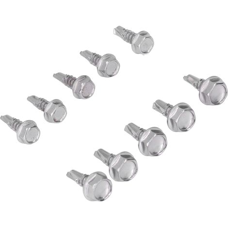 Vis autoperceuses inox 410 tête hexagonale, lot de 100, tailles 4.2x13mm et 4.8x13mm pour fixation métal (1/5)
