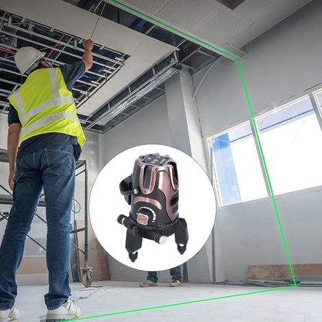Niveau laser télécommandé avec télécommande, niveau à lumière verte extérieur, projecteur de ligne laser, dispositif de pose de carrelage et de fixation murale (ligne spéciale pour charges lourdes) - (1/5)