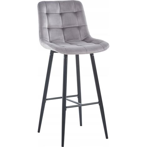 Taburete H2-FX de terciopelo gris (estructura negra) (1/5)