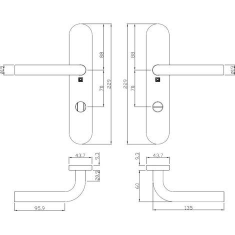 Ensemble sur plaques JADE série 1194 type condamnation à voyant finition inox - HERACLES - B-INOX-SP0V6