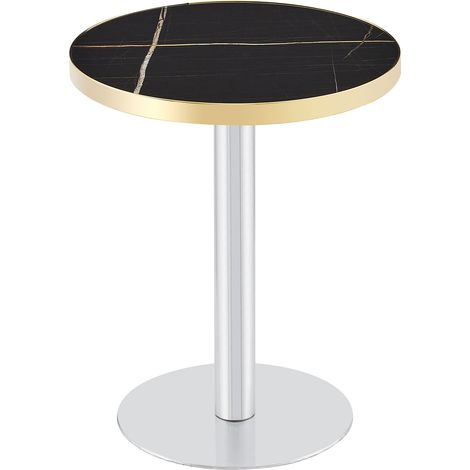 ELVMI Runder Beistelltisch mit Marmoroptik, UV-beschichteter Platte und goldfarbenem Edelstahlgestell, Wohnzimmer (1/5)