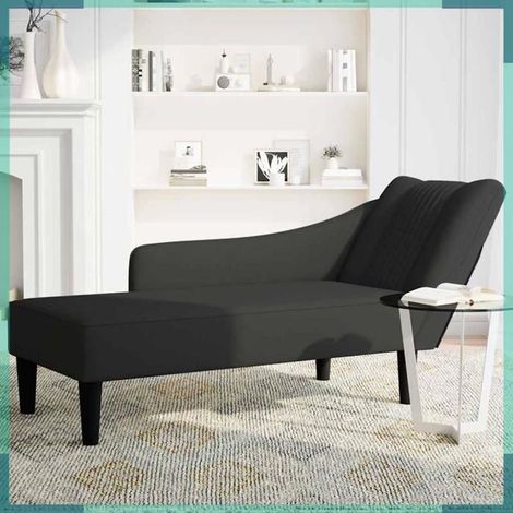 Fauteuil long avec accoudoir droit - Modèle 4009797 - Noir velours - 140x56x66 cm - Capacité 110 kg (1/5)