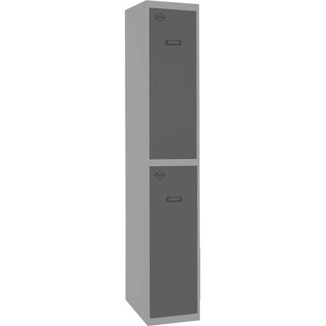 SimonRack Vestiaire Métallique 2 Porte, 1800x300x500 mm, Serrure à Clé et Aérations, Gris/Anthracite Simonlocker (1/3)