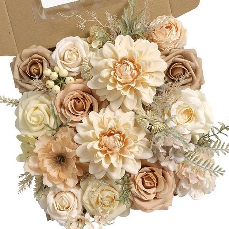 Scatola di fiori artificiali in seta per composizioni floreali, bouquet da sposa, centrotavola, baby shower, decorazioni per interni (colore nude) (1/5)
