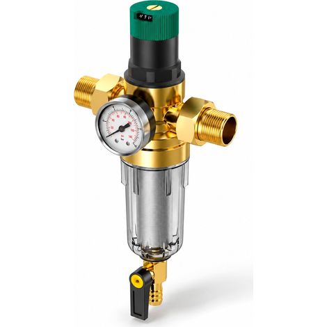 Prefiltro Acqua ROTEK PRESSURE con Regolatore di Pressione, Manometro e Rete Inox 316 40 Micron (1/5)