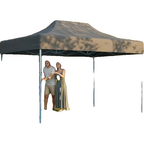 Carpa para fiestas, tejido impermeable, resistente a los rayos UV, GRIS (1/2)