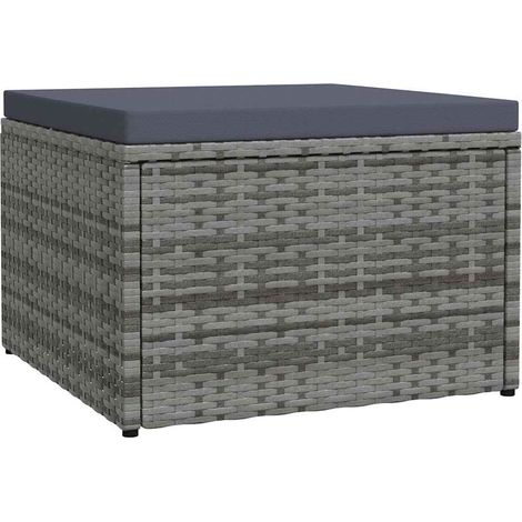 vidaXL Tabouret de jardin avec coussin Gris Résine tressée (1/5)