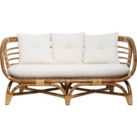 Divano Farah 2 posti in rattan tessuto bianco - Atmosphera créateur d'intérieur (1/5)