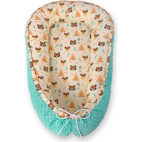 Babykokon, doppelseitiger Laufstall, Wickeltuch, Premium BOBONO Minky - Teddybären im Tipi (1/5)
