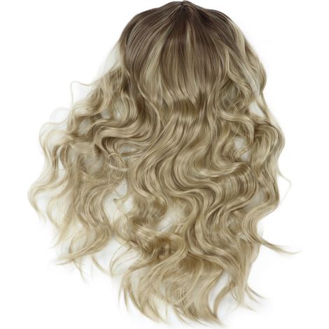 Lange, blonde, lockige, gewellte, hitzebeständige Kunsthaarperücke für Damen für Kostümpartys (1/5)