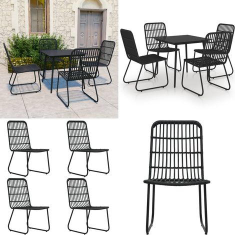 5-tlg. Garten-Essgruppe Poly Rattan und Glas - Gartensessel - Gartenstuhl - Gartentisch - Outdoor Furniture - Poolside Furniture - Home & Living (1/5)