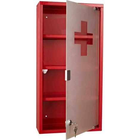 Armoire à pharmacie en acier Blokpil rouge (1/5)
