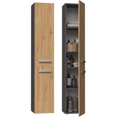 Mobile da bagno, Antracite / Rovere Artigianale, 30 x 174 x 30 cm (1/5)