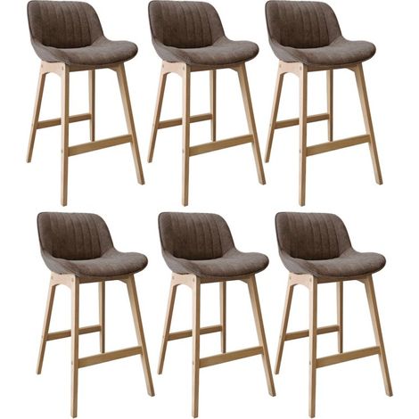 Lot Tabourets NORDEN Chêne et Velours Côtelé H75cm