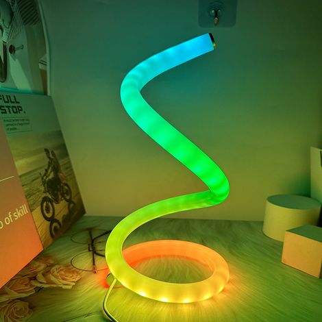 Ortviai Lampe de bureau spirale RGB avec variateur d’intensité, 5 W, alimentée par USB – blanc
