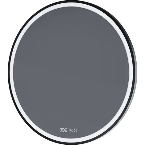 BERNSTEIN - Miroir rond design éclairages LED avec bouton tactile, réglage de lumière, anti-buée et horloge, salle de bain - 8232-2.0 - Ø 60cm (1/5)