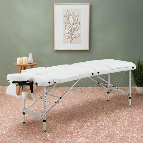 Table de massage pliante blanche en PVC et aluminium hauteur (1/5)
