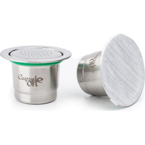 Cápsulas de café recargables para Nespresso - 2 cápsulas reutilizables de acero inoxidable con filtro (1/5)