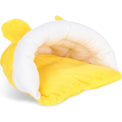 Nid douillet en coton épais pour petits animaux (hamster, planeur de sucre, écureuil) - Jaune (1/5)