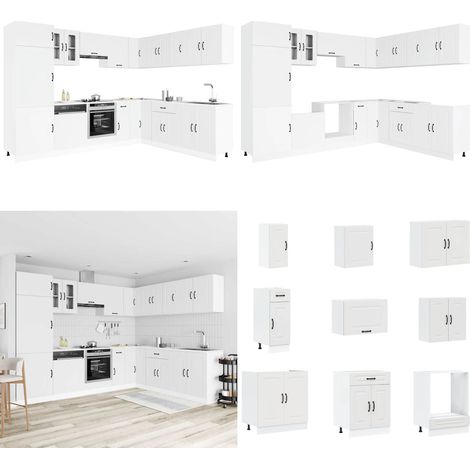 vidaXL 14-tlg. Küchenschrank-Set Kalmar Weiß Holzwerkstoff (1/5)