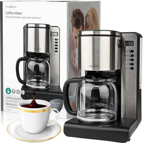 Nedis Macchina per il Caffè Americano Professionale 1000 watt 12 Tazze Acciaio