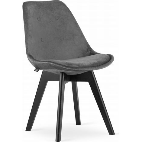 Moderner skandinavischer Stuhl für Küche und Esszimmer, Mileo Premium, dunkelgrauer Samt (1/5)