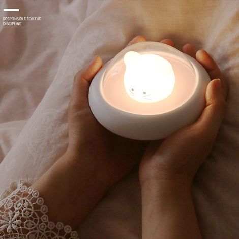 Veilleuse miniature pour chambre d'enfant, rechargeable par USB, 3 niveaux d'intensité, protection des yeux, minuterie, motif souris mignonne, lampe de chevet verte (1/4)
