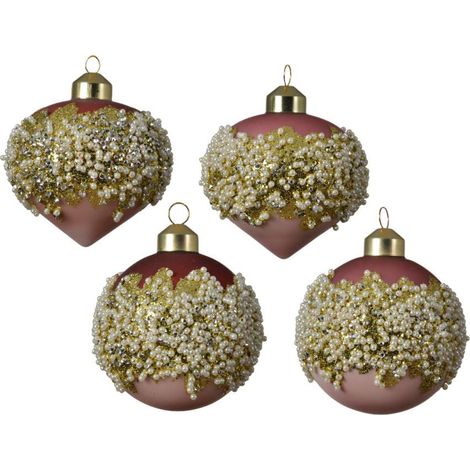 Sfera decorazione perline colore rosa (1/2)