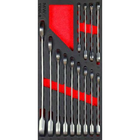 Mw Tools – Jeu de clés mixtes à cliquet 13 pièces 8-24mm – Module en mousse pour servante d'atelier – MWCOR82413