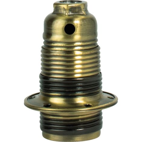 Douille métal E14 filetée bronze antique, double bague - Tibelec (1/5)