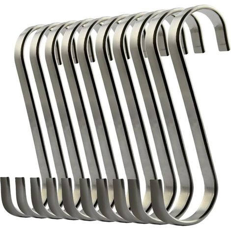 10 stainless steel S-hooks, suitable for kitchen utensils or meat cutting (1/5)