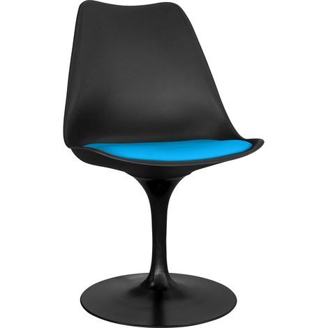 Sedia da pranzo - Sedia girevole nera - Tulip Turchese