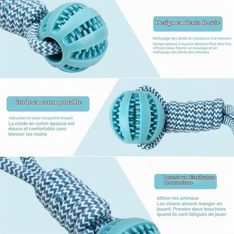Dog Toys, Rubber Ball with Rope, Chew Ball for Teeth Cleaning, Training