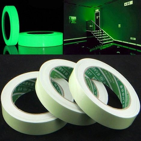 Ruban adhésif phosphorescent blanc 3 m x 15 mm pour décoration intérieure (maison, scène, bureau) - Avertissement (1/4)