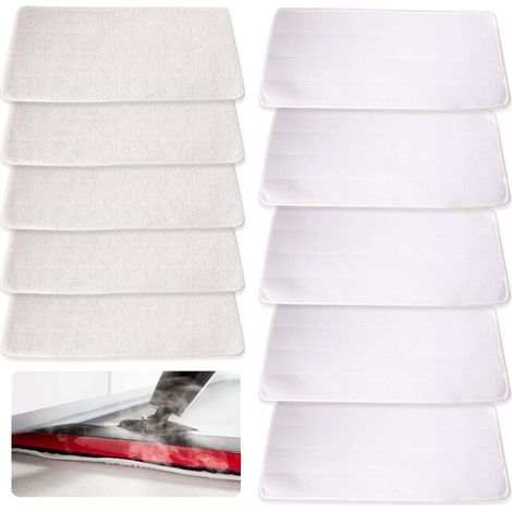 Pack de 10 paños de recambio para limpiador a vapor Vileda - Microfibra - Compatible con Vileda Steam XXL - Lavable - Funda de recambio para todo tipo de suelos (Blanco) (1/5)