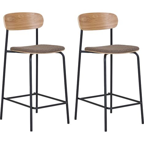 Zoe - lot de 2 tabourets en bois de frêne - pieds en acier (1/5)
