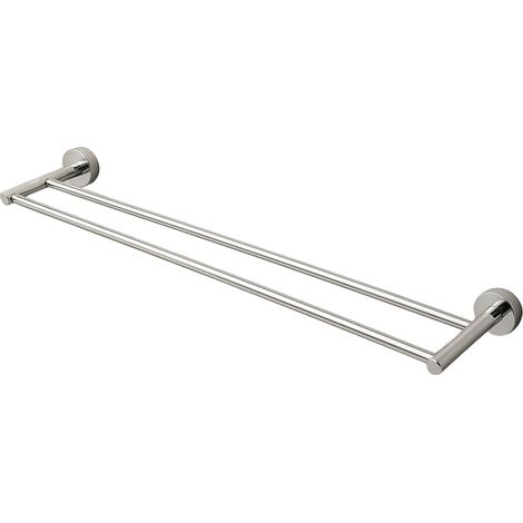 BALNEO - double barre porte-serviettes en acier inox argenté chromé - porte-serviettes 60 cm QUBE inoxydable - barre de salle de bain (1/2)