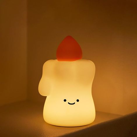Veilleuse bébé en silicone en forme de bougie, mignonne et adaptée aux chambres d'enfant, rechargeable, veilleuse tactile à trois niveaux d'intensité, avec minuterie, blanche.