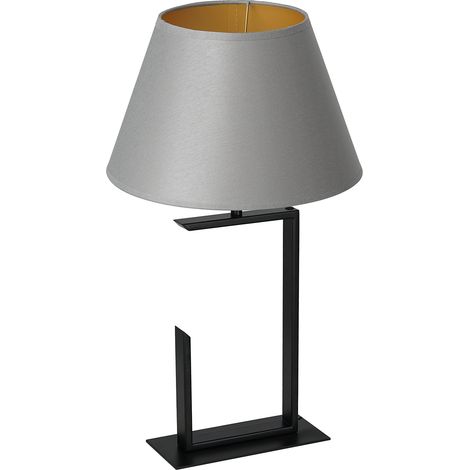 Lampe à poser E27 abat-jour gris intérieur or 52cm