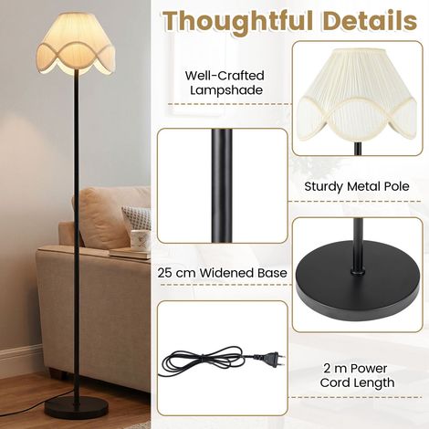 Dimmable Floor Lamp, 159 cm, Black with Fabric Shade (1/5)