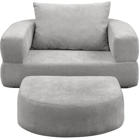 Canapé format compact pliable coussin inclus assise au sol confortable matelas convertible polyvalent (1/5)
