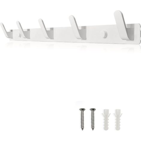 Porte Manteau Mural Patere Murale Porte Manteau Blanc avec 5   (avec  Vis) pour Entrée Chambre Salle de Bain Cuisine