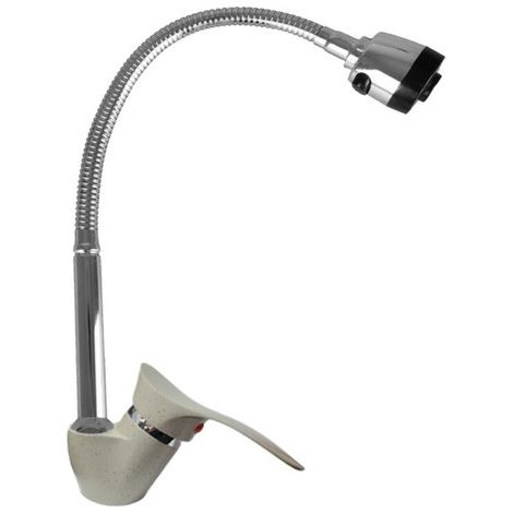 ROBINET MITIGEUR FLEXIBLE POUR ÉVIER DE CUISINE, MONTAGE SUR PIERRE JH8195W
