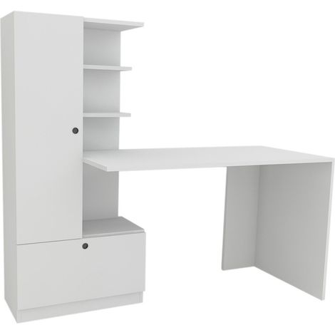 Bureau en bois "Domingos" - 149 x 61 x 73 cm - Blanc (1/4)