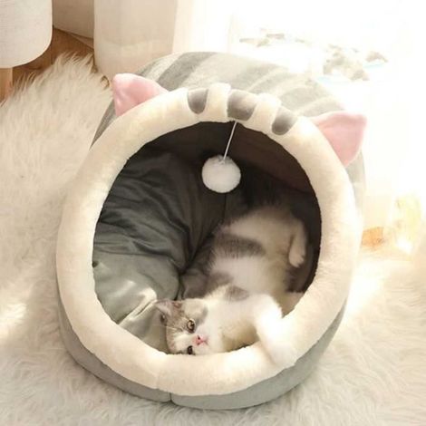 1 Lit pour Chat,Niche en Peluche,Confortable,Pour Chaton et Chiot,28x28x30cm