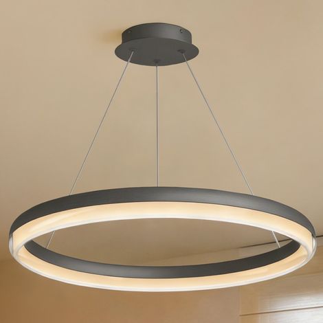 Mai & Mai Lampadario a Sospensione 30W, Lampada 3000-6000K con Filo 110 CM, Altezza regolabile, Lampada da Soffitto a Sospensione per Camera da Letto e Soggiorno, 65cm, Grigio, Luvina05 (1/5)