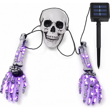 Guirlande LED Violette Halloween avec Mains et Pieds de Squelette, à Piles, Boîtier de Piles Étanche (1/5)