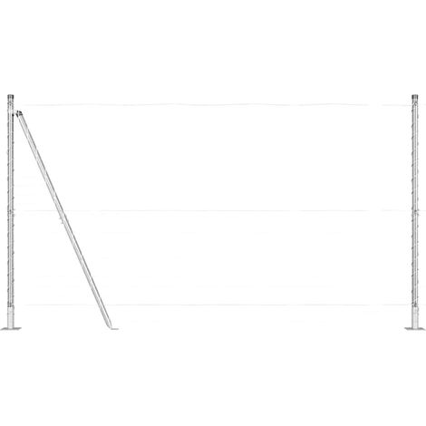 Grillage rouleau，Poteau de clôture. 26 pcs Argent 3.2 x 3.2 x 140 cm Acier (1/5)